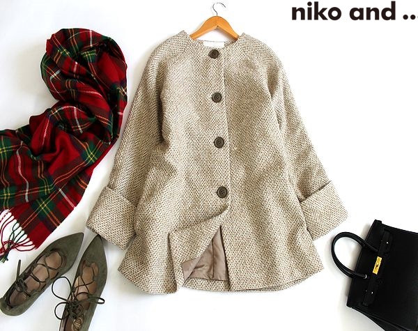 ニコアンド niko and...☆毛混ツイード仕立てフレアコート