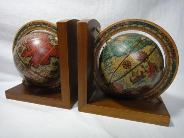 ビンテージ 地球儀 ブックエンド アンティーク 置物 オブジェ