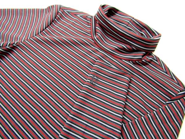 ◆高品質！PGA TOUR.ボーダー柄タートルネックシャツ(M)新品◆