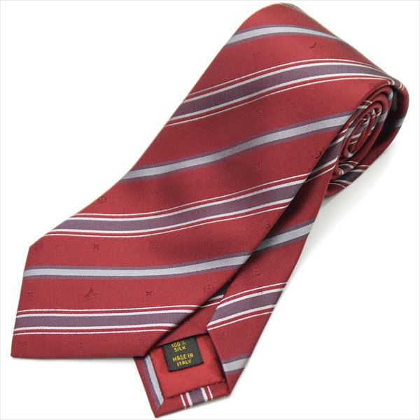 訳あり/LOUIS VUITTON/ネクタイ/モノグラム レジメ/レッド/49012