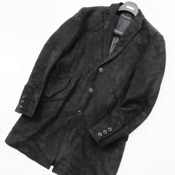 モルガン オム 起毛 Fスエード スリム チェスターコート M 黒