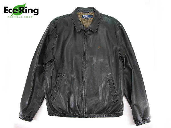1円 ポロラルフローレン メンズ レザー ジャケット L 黒 AK915