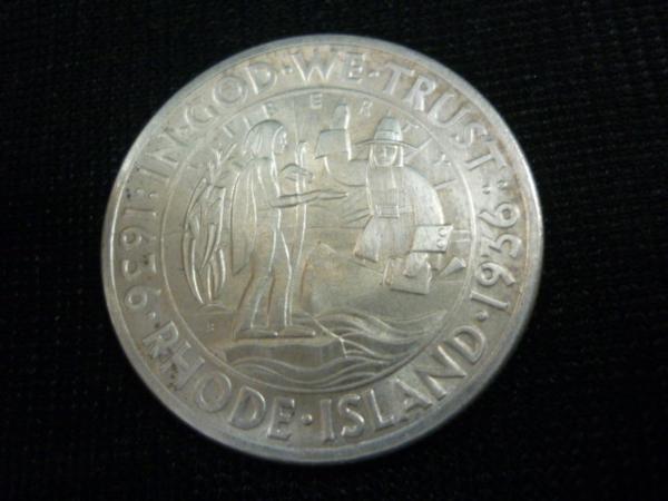 ◆H-43268 アメリカ 1936 ロードアイランド300周年 50セント銀貨