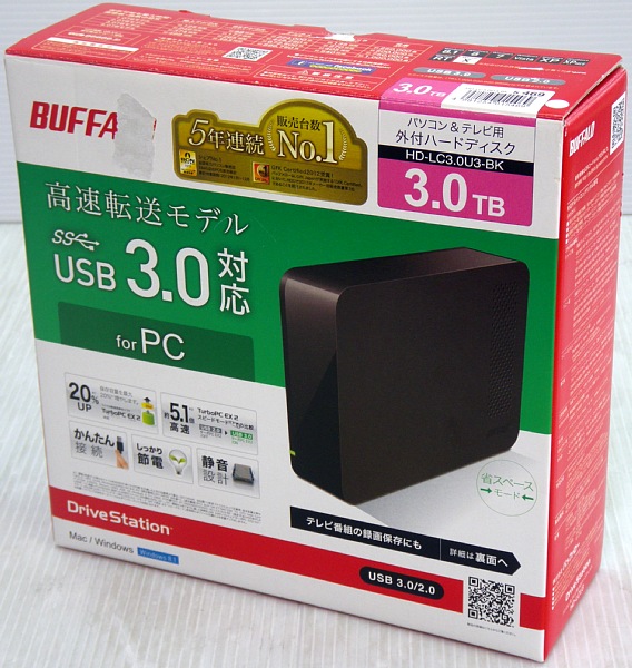 開封品 バッファロー 3TB USB3.0 ハードディスク HD-LC3.0U3-BK