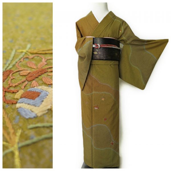 訪問着 | 本場大島紬 大島紬 相良 蘇州 中国三大刺繍 白大島 正絹 訪問