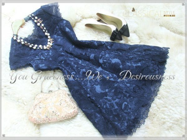 9号「RC」贅沢な立体フラワー刺繍大人セレブなドレスkl489-M