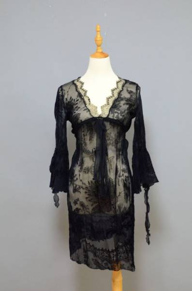 123ZC/美品PAOLA FRANI レース ワンピース ドレス チュニック黒