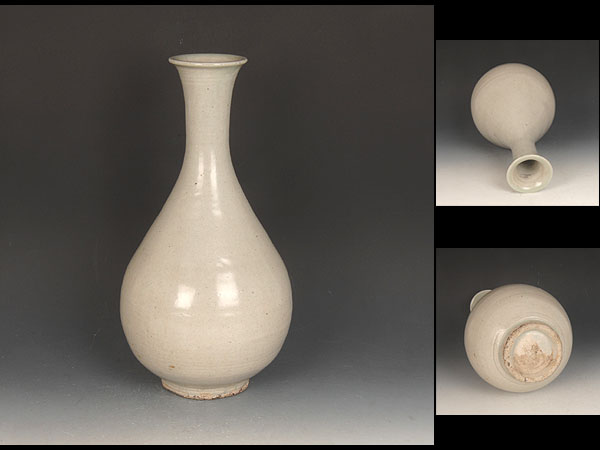 □気品のある逸品！李朝白磁鶴首花入 李朝期□ sev20