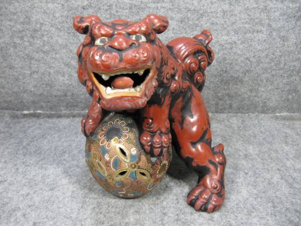 備前焼 獅子 置物 ヴィンテージ 古い 陶器 備前焼 獅子置物】骨董品の