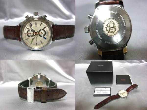 中古美品 ポールスミス クロノグラフ レザーベルト 革 箱付 メンズ ファイナルアイズ