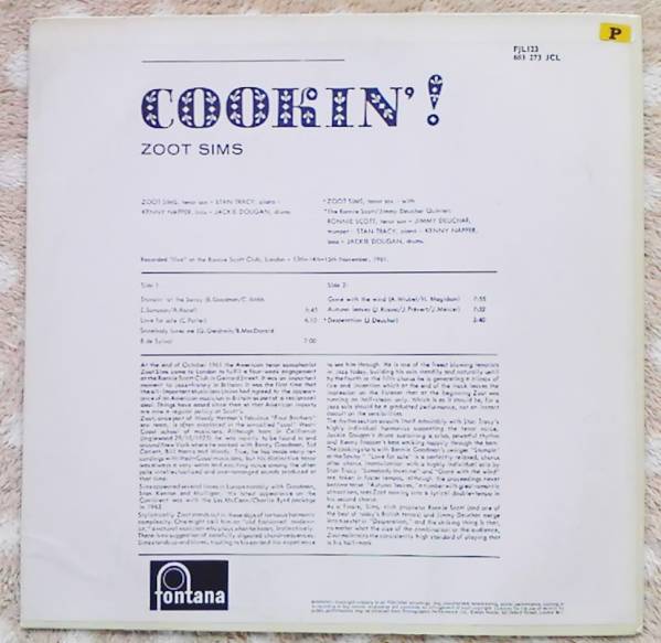 ★送料無料♪ ZOOT SIMS/ Cookin'! 【UK Fontana/ MONO 】♪_3