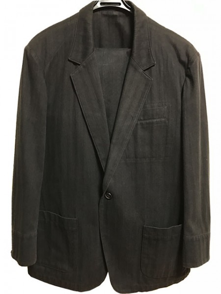 クリーニング済みで綺麗な古着♪Y's for men / たっぷりスーツ 100%COTTON ブラック
