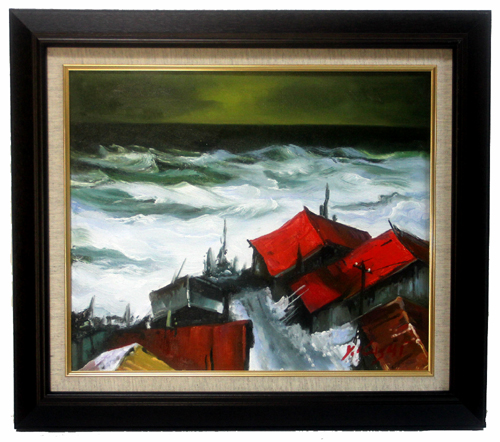 □葛西四雄 □ 北の海 □ 逸品・油彩画・新額