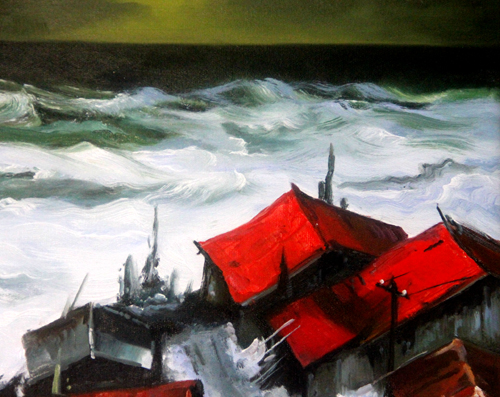 □葛西四雄 □ 北の海 □ 逸品・油彩画・新額