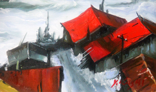 □葛西四雄 □ 北の海 □ 逸品・油彩画・新額