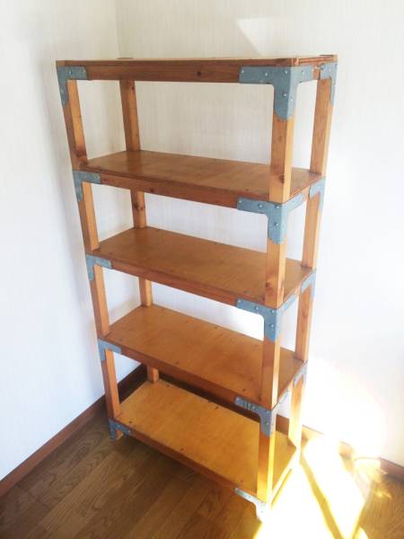 【アンティーク・中古】シェルフラック　店舗什器　本棚古木風　ハンドメイド　無垢_1