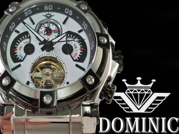 定価89000円ドミニクDOMINIC自動巻き腕時計ホワイトビック日付曜日カレンダーデュアルタイム腕時計(クロノグラフ＋カレンダー)｜売買され ...