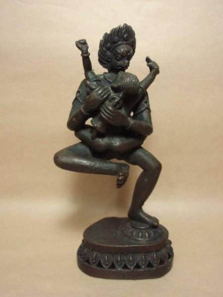 銅製 古銅★チベット密教★歓喜仏★中国古玩・時代物★H18cm