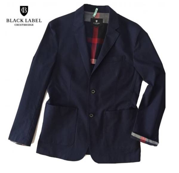 美品 クレストブリッジ ブラックレーベル CBチェック ジャケット ネイビー メンズ 紺 M BLACK LABEL CRESTBRIDGE