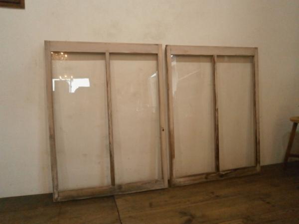 K541◆即決◆【H104cm×W78cm】×2枚◆アンティーク◆①シャビーな木製ガラス戸◆建具古民家引き戸B