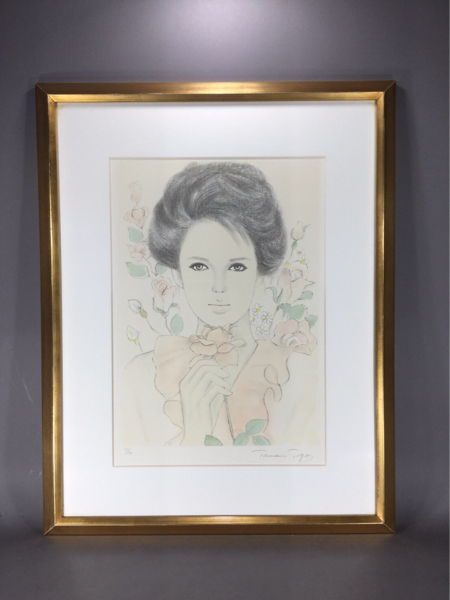 リトグラフ ■父・東郷青児・東郷たまみ■めぐり会い■87/120■額付絵画■希少■本人サイン