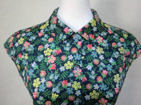 ハンドメイド★輸入リバティ　Edenham　エデナム★すっきりフレンチ丸襟ブラウス　11号