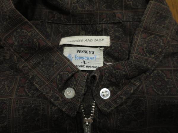 USA製！ビンテージ ６０S ペニーズ PENNEY’S バテック柄 ボタンダウン・シャツ ハーフZIP 総柄 ジッパー TOWNCRAFT アイビー アロハ