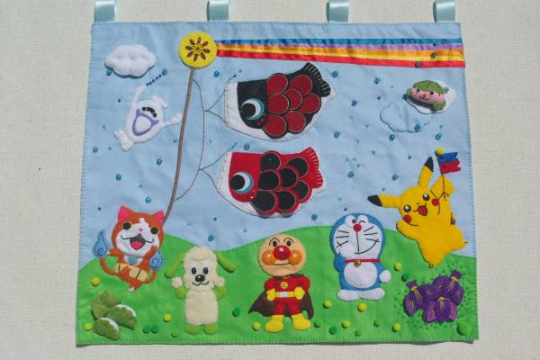 アンパンマン★ドラえもん★端午の節句★鯉のぼり ハンドメイド フェルト タペストリー 壁掛け