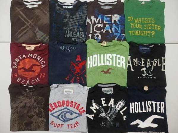 BNT26アメリカンイーグルエアロポステール他Tシャツ12枚セット【M】￥1～US古着卸業販まとめ売り