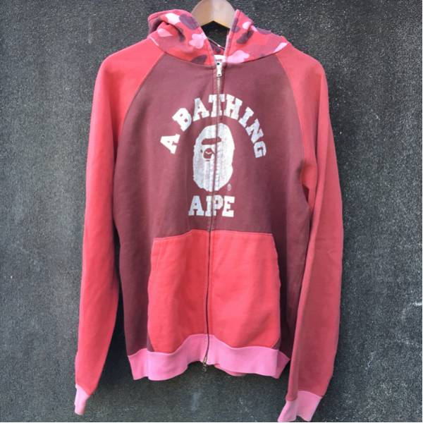 BAPE ジップアップパーカー a bathing ape 赤迷彩 red camo カモ柄