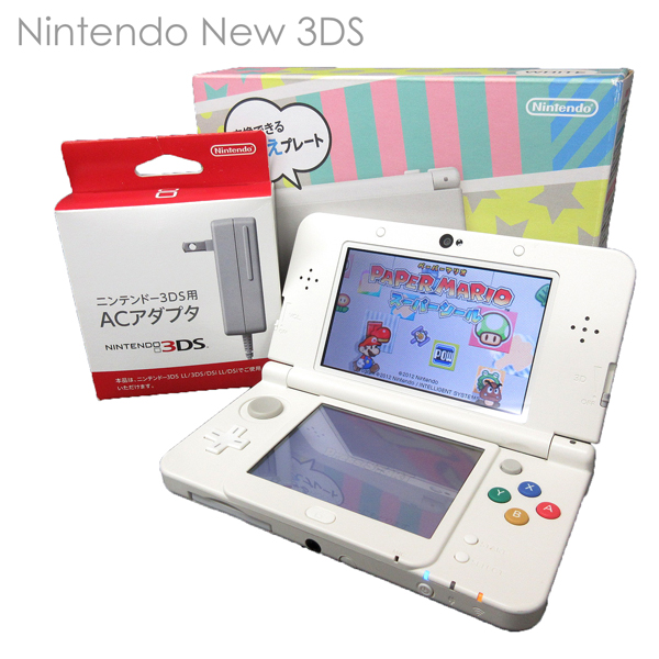 Nintendo New 3DS ホワイト 充電器＆ペーパーマリオ付 任天堂 λN