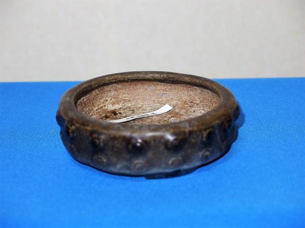 盆栽鉢◇今岡町直作 太鼓鋲 丸鉢 三穴・三脚◇【町