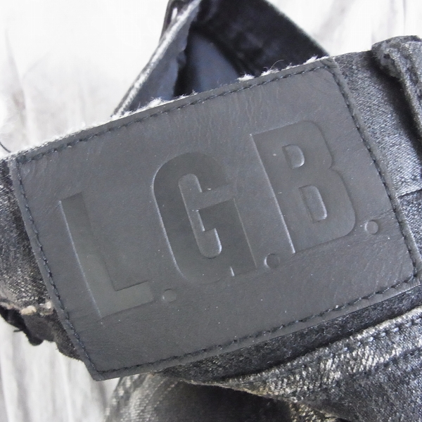 lgb/ルグランブルー s-wolf レザーパッチ 星条旗 ブラックデニムパンツ 