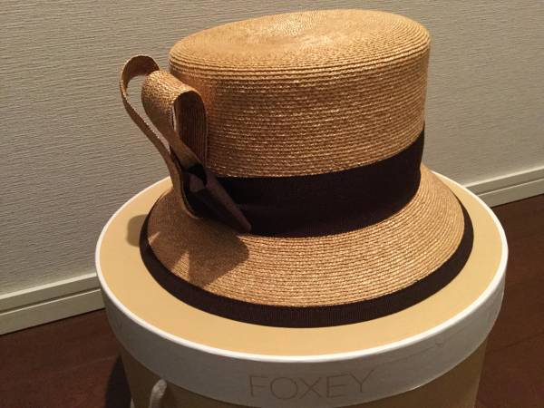 と*と様 FOXEY 麦わら帽子 ストローハット イタリア製 フォクシー FOXEY 極上美品 麦わら帽子 ストローハット イタリア製 即