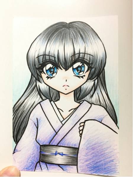 栖エルゴ 和服 大和撫子 着物の女の子 オリジナル 手描きイラスト 手書き 手描きイラスト 売買されたオークション情報 Yahooの商品情報をアーカイブ公開 オークファン Aucfan Com