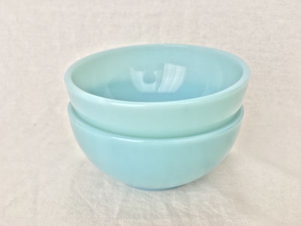 【レア美品】 ファイヤーキング ターコイズブルー チリボウル マグ アンティーク 食器 カップ fire king ジェダイ