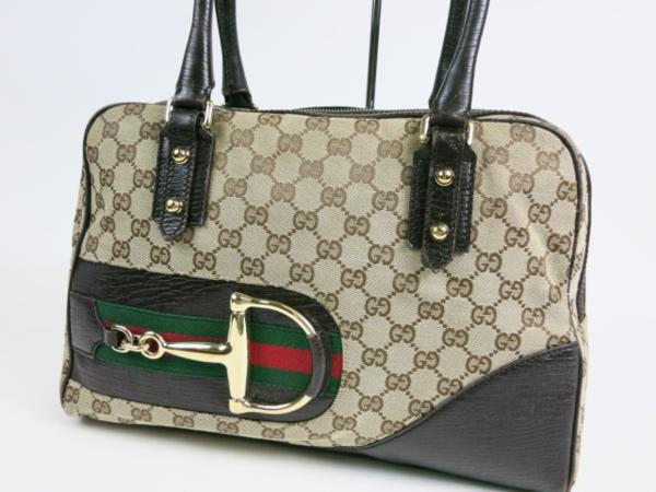 62518★1円スタート★本物★グッチ★GUCCI★ショルダーバッグ★GGキャンバス×レザー★ホースビット金具★シェリー★レディース★