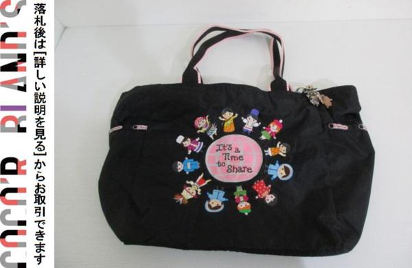 レスポートサック LESPORTSAC バッグ トートバッグ 黒 ブラック 刺繍 キーホルダー付き