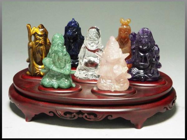 静岡】178A 宝石 七福神 置物 台付 飾り物 縁起物
