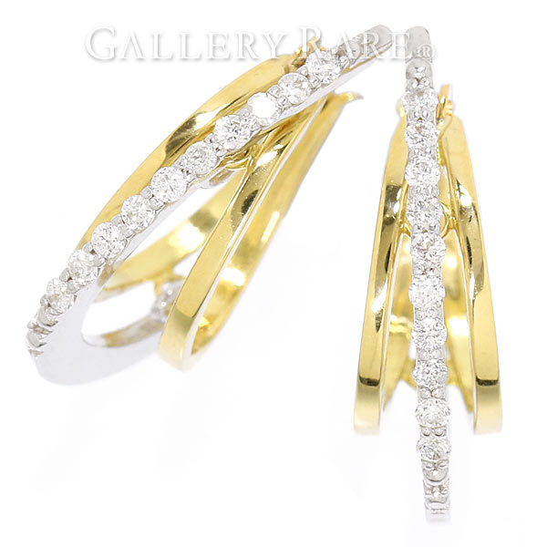 新作登場，セール ダイヤモンド ピアス フープ ダイヤモンド計0.12ct K18YGイエローゴールド K18WGホワイトゴールド ジュエリー ダイアモンド(イエローゴールド台)｜売買されたオークション情報、yahooの商品情報 ゴールド台