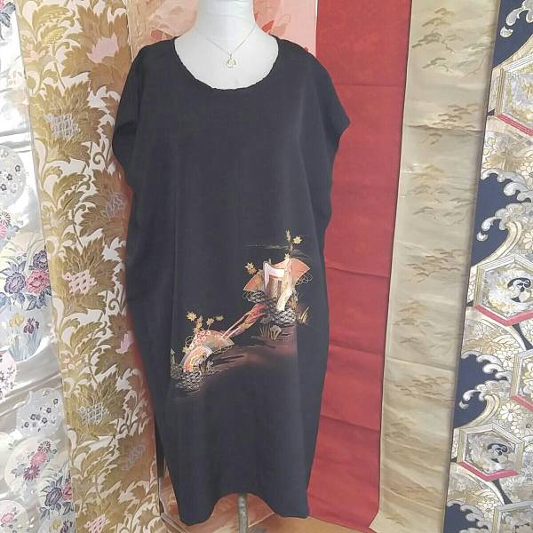 着物リメイク　黒留袖フォーマルワンピース大きいサイズ