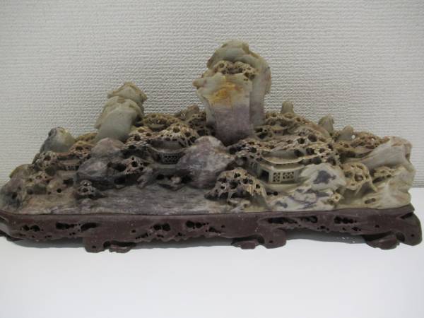 特大37cm】中国美術 手長海老 精密細工 縁起物 置物 天然石 岫玉/水