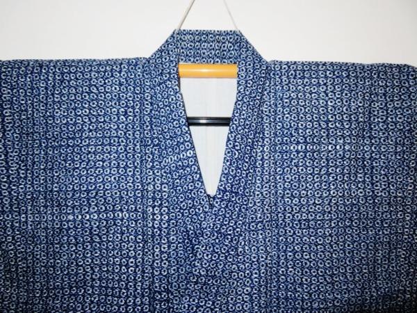 壱3021 誂え高級浴衣 光琳菊づくし 裄67丈143注染 総手縫い藍白地