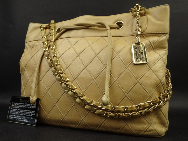 【CHANELシャネル】ビコローレ★チェーンショルダーバッグ★マトラッセステッチ★ベージュ★
