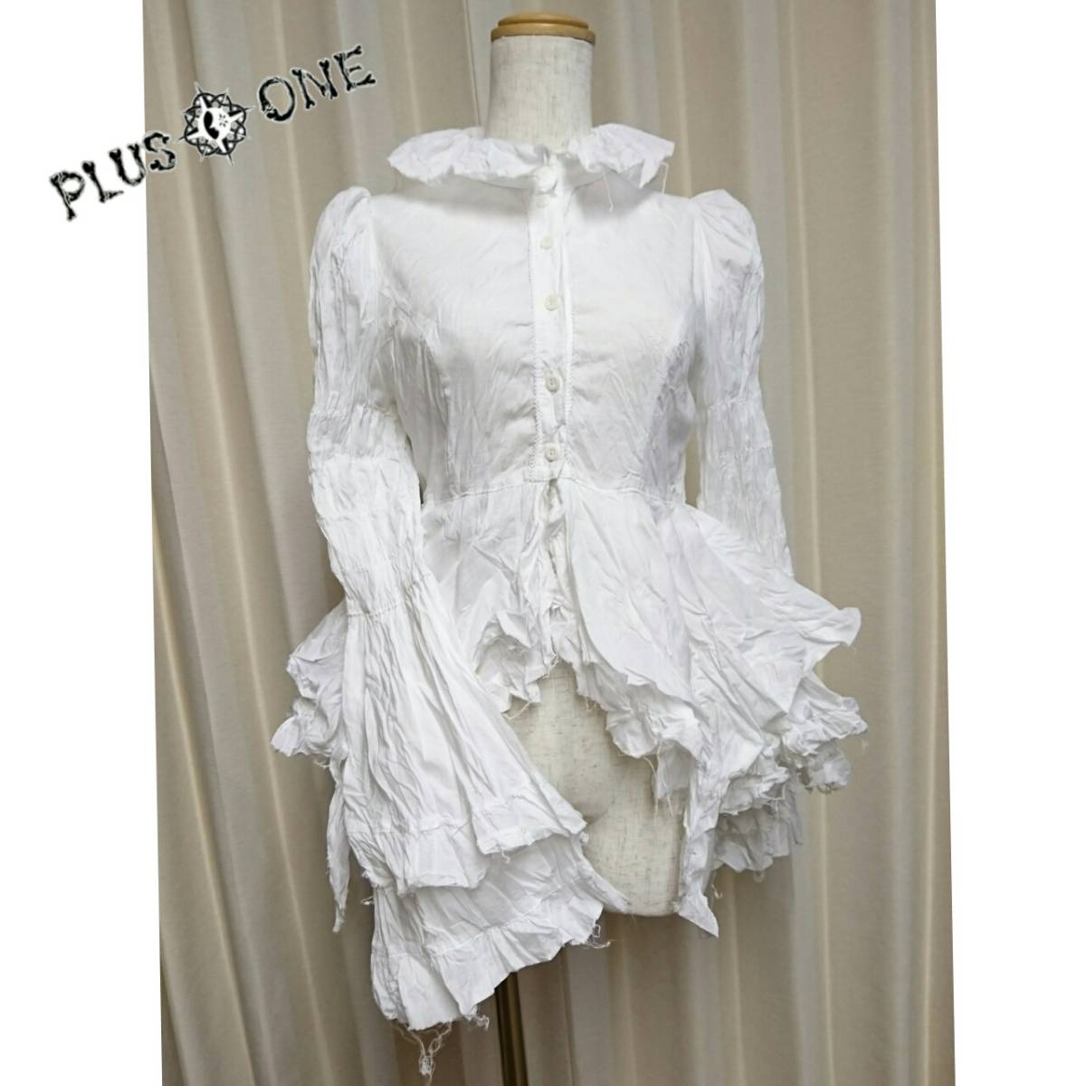 BLACK PEACE NOW チェーン付きブラウス M 白 BPN ブラックピースナウ ホワイトシャツ Mサイズ BLACK PEACE NOW 燕尾