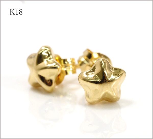 [1円～ 最落なし NYからの贈り物] 18K 18金製　スター ☆星☆ ピアス 2P [刻印有] [安心の返金対応可]　18K 114－1