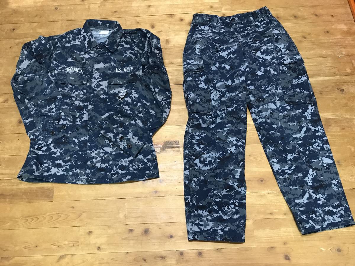 沖縄米軍 USN NWU Type1 ブルーデジタル迷彩 上下セット 中古 海兵隊 海軍 Crye 5.11 LBT AOR M4 M9 M1911 MP5 P226