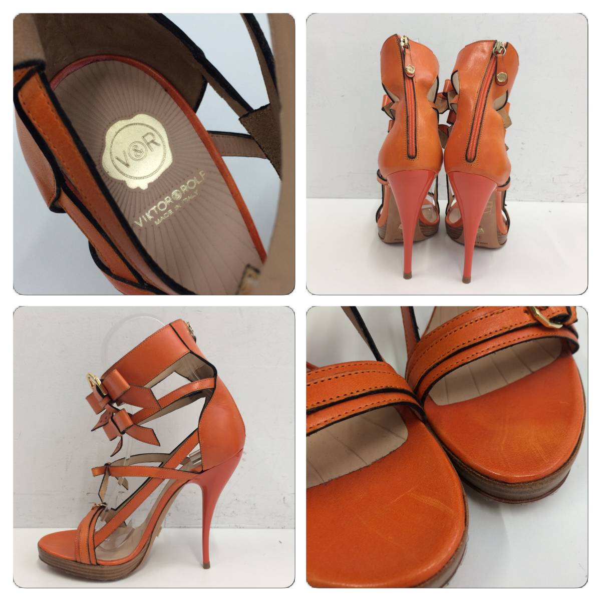 ヴィクター＆ロルフ VIKTOR&ROLF レザー ヒール リボン サンダル  