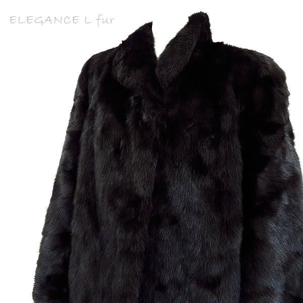 ELEGANCE L fur エレガンスエルファー MINK ミンク ファー 毛皮 コート ハーフコート ブラック 黒 サイズF ν