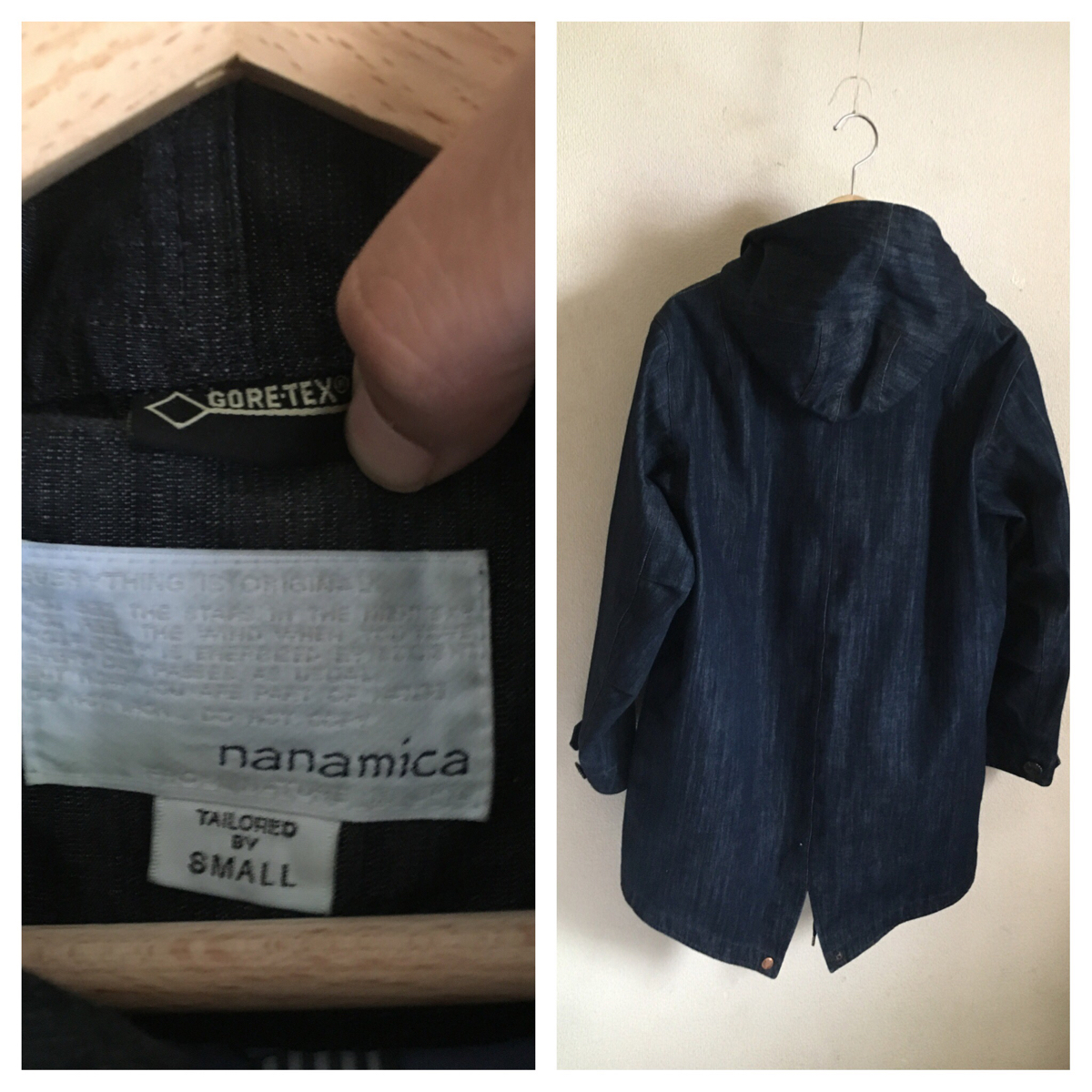 美品 nanamica ナナミカ デニム GORE-TEX シェル フードコート S 定価 